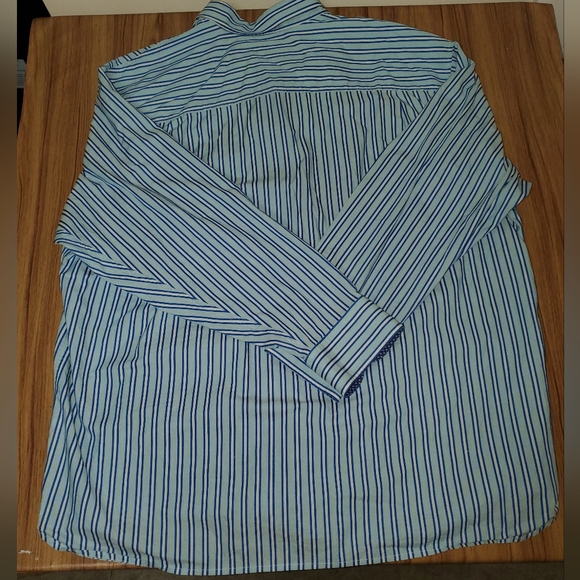 Tommy Bahama  Dress Shirt Long Sleeve 2XB White Blue Striped Big & Tall Cuffs - Picture 10 of 10